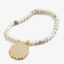 Load image into Gallery viewer, Crown Chakra Charm Stretch Bracelet Shiny Gold