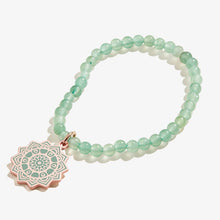 Load image into Gallery viewer, Heart Chakra Charm Stretch Bracelet Shiny Rose Gold