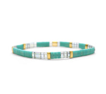 Load image into Gallery viewer, - BLESSED - Morse Code Tila Beaded Bracelet - Treasured Teal
