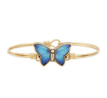 Load image into Gallery viewer, BLUE MORPHO BUTTERFLY BANGLE BRACELET
