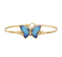 Load image into Gallery viewer, BLUE MORPHO BUTTERFLY BANGLE BRACELET