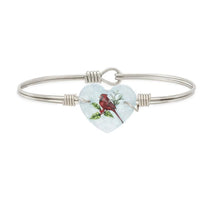 Load image into Gallery viewer, CARDINAL CRYSTAL HEART BANGLE BRACELET