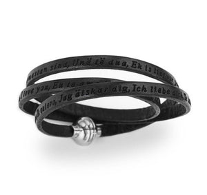 Leather “I Love You” Wrap Bracelet