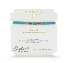Load image into Gallery viewer, - BLESSED - Morse Code Tila Beaded Bracelet - Treasured Teal