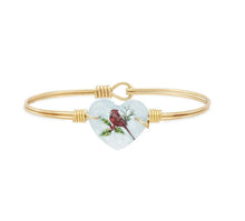 Load image into Gallery viewer, CARDINAL CRYSTAL HEART BANGLE BRACELET
