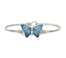 Load image into Gallery viewer, BLUE MORPHO BUTTERFLY BANGLE BRACELET