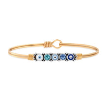 Load image into Gallery viewer, BLUE OMBRE EVIL EYE BANGLE BRACELET