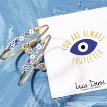 Load image into Gallery viewer, BLUE OMBRE EVIL EYE BANGLE BRACELET