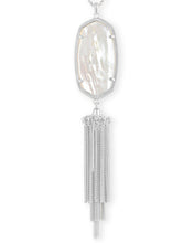 Load image into Gallery viewer, Rayne Silver Long Pendant Necklace In Ivory Mother-Of-Pearl