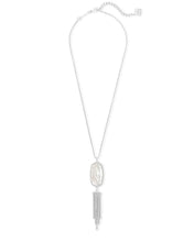 Load image into Gallery viewer, Rayne Silver Long Pendant Necklace In Ivory Mother-Of-Pearl