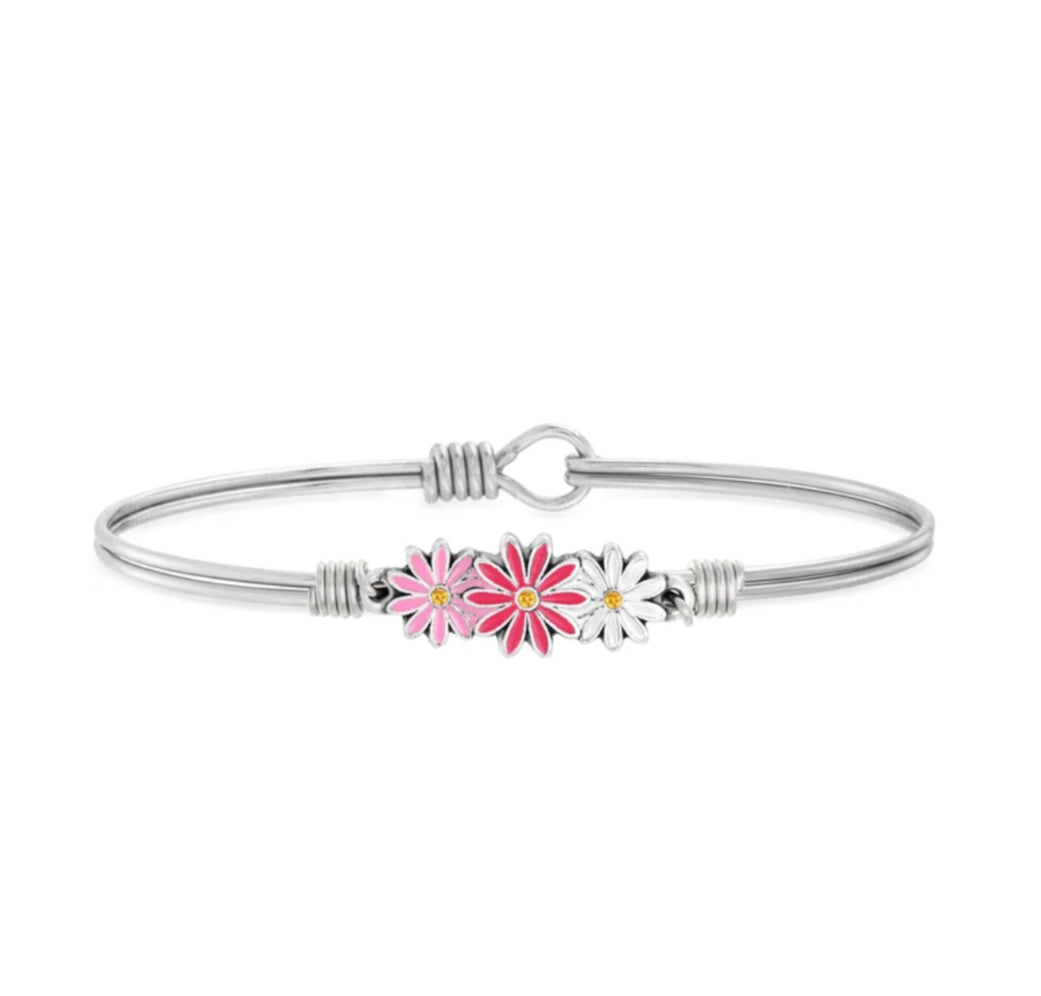 DAISIES BANGLE BRACELET IN PINK OMBRE