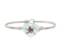 Load image into Gallery viewer, CARDINAL CRYSTAL HEART BANGLE BRACELET
