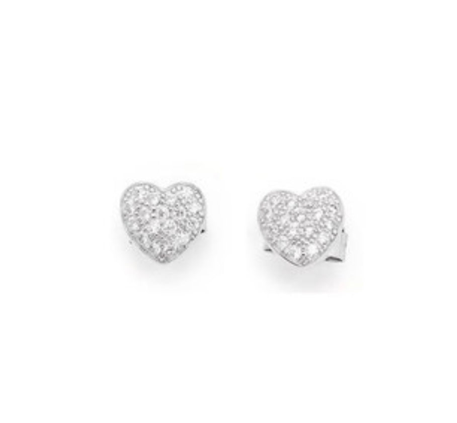 Sterling Silver Sparking Heart Earrings