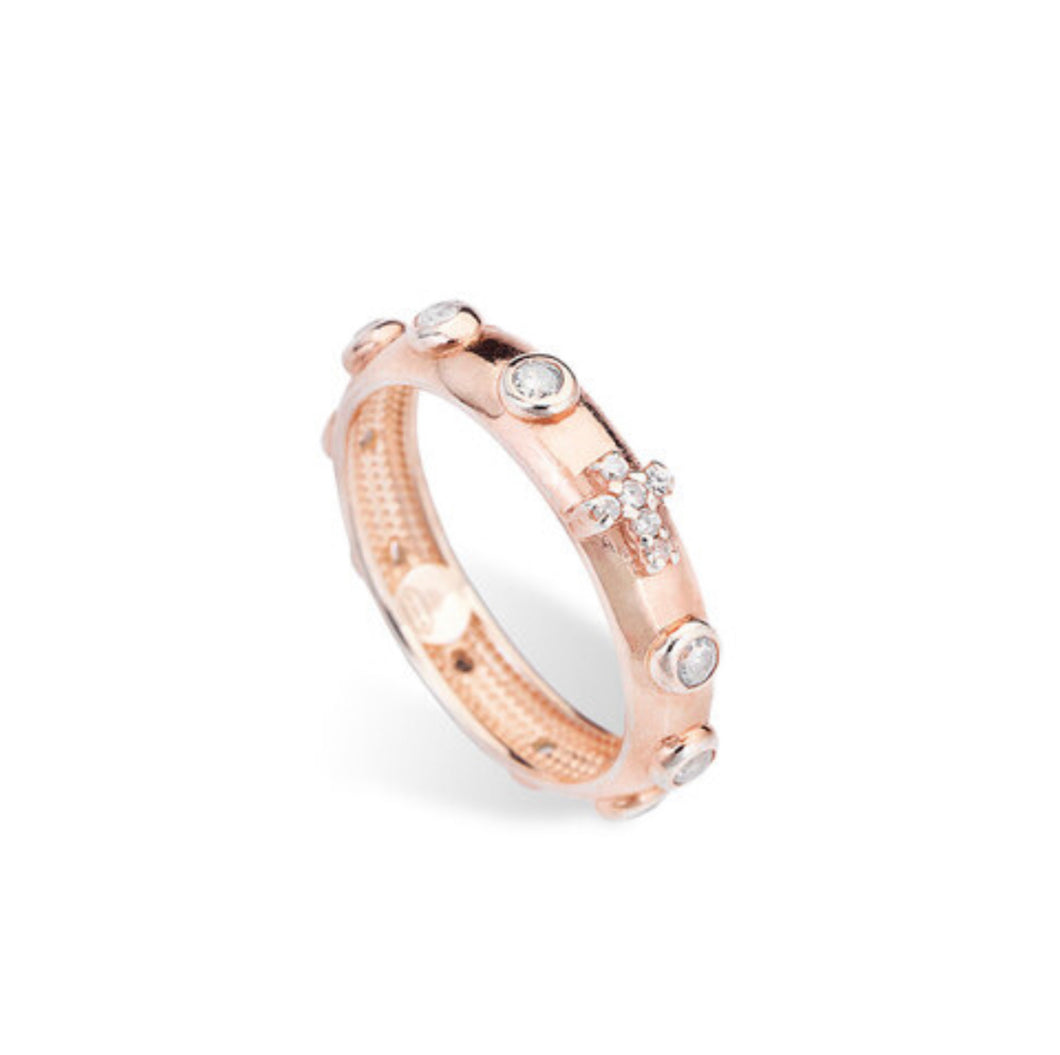Rose Gold Sparkling Rosary Ring - Main Image