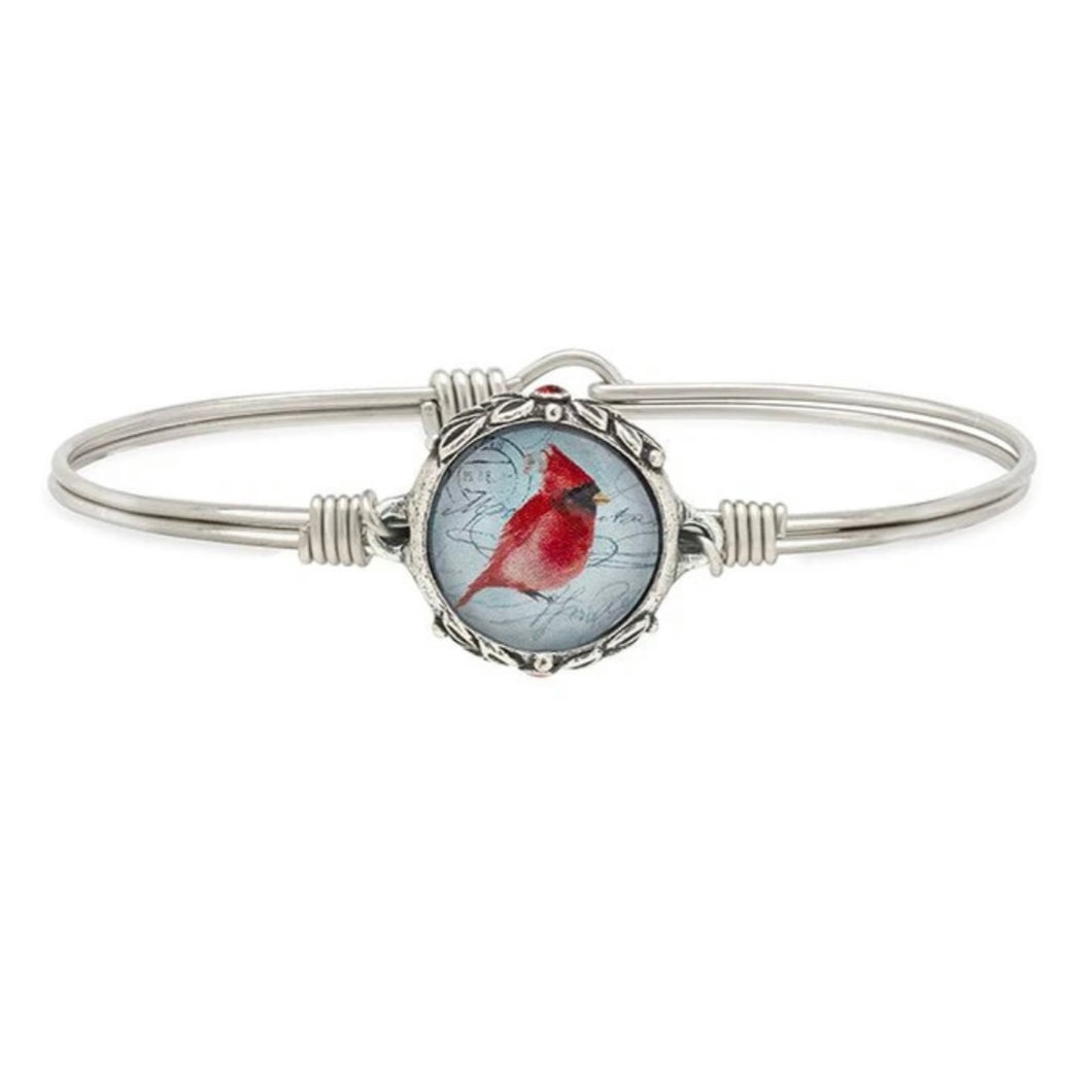 VINTAGE RED CARDINAL BANGLE BRACELET