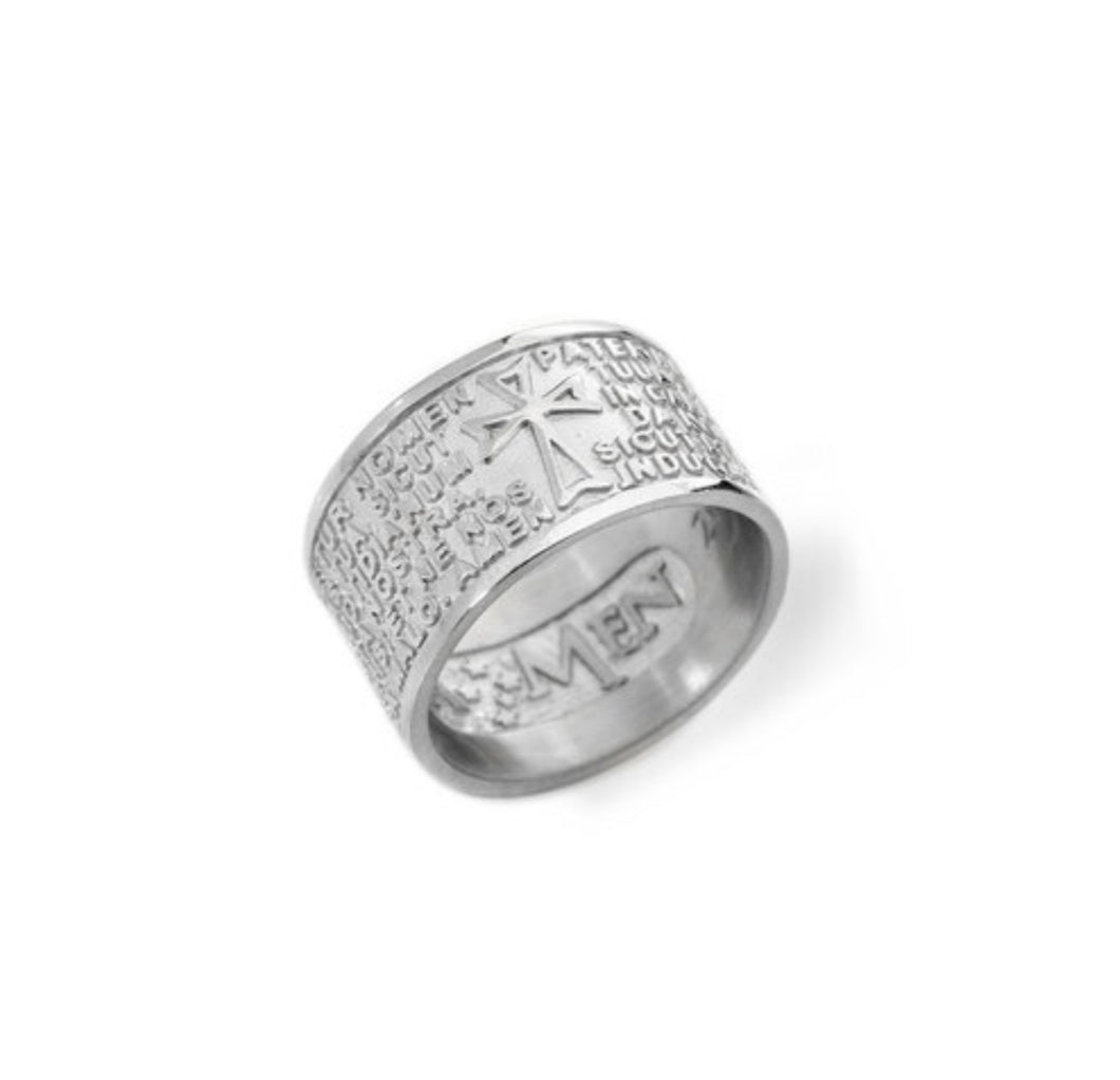 Sterling Silver Latin “Our Father” Ring