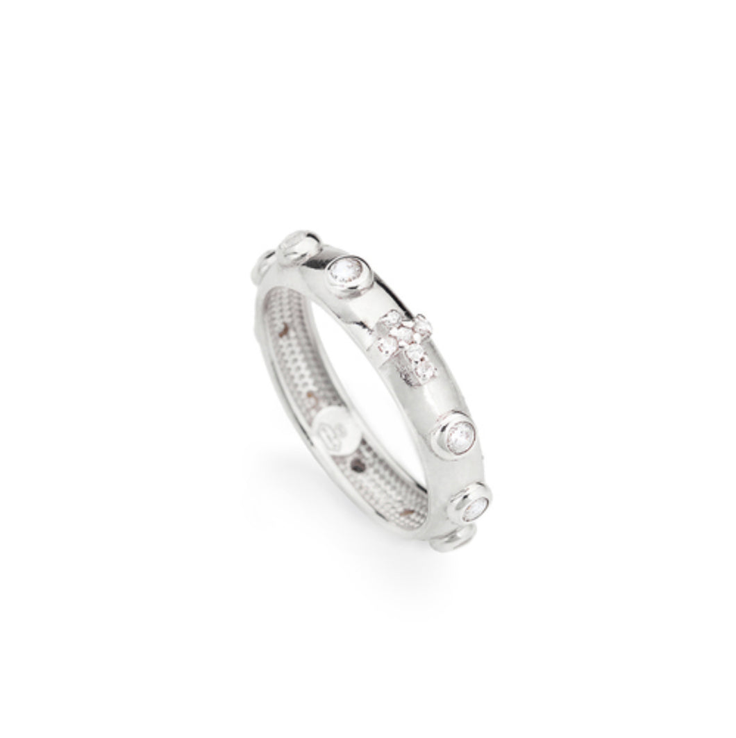 Sterling Silver Sparkling Rosary Ring