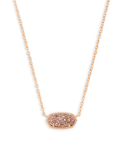 Elisa Rose Gold Pendant Necklace In Rose Gold Drusy