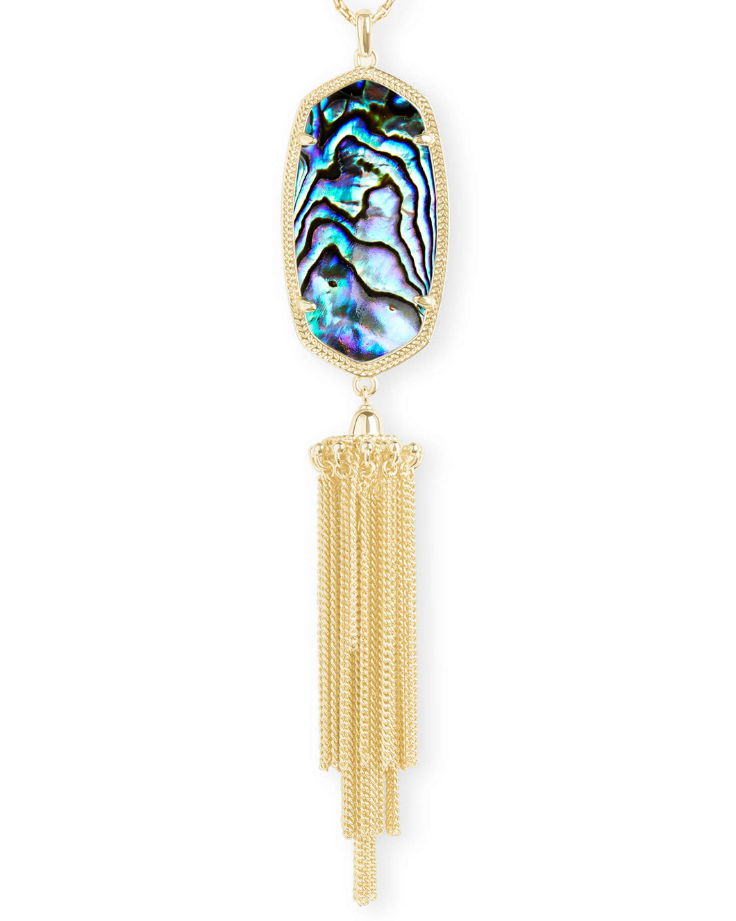 Rayne Gold Long Pendant Necklace In Abalone Shell