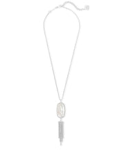 Load image into Gallery viewer, Rayne Silver Long Pendant Necklace In Ivory Mother-Of-Pearl
