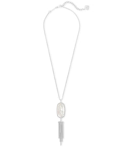 Rayne Silver Long Pendant Necklace In Ivory Mother-Of-Pearl