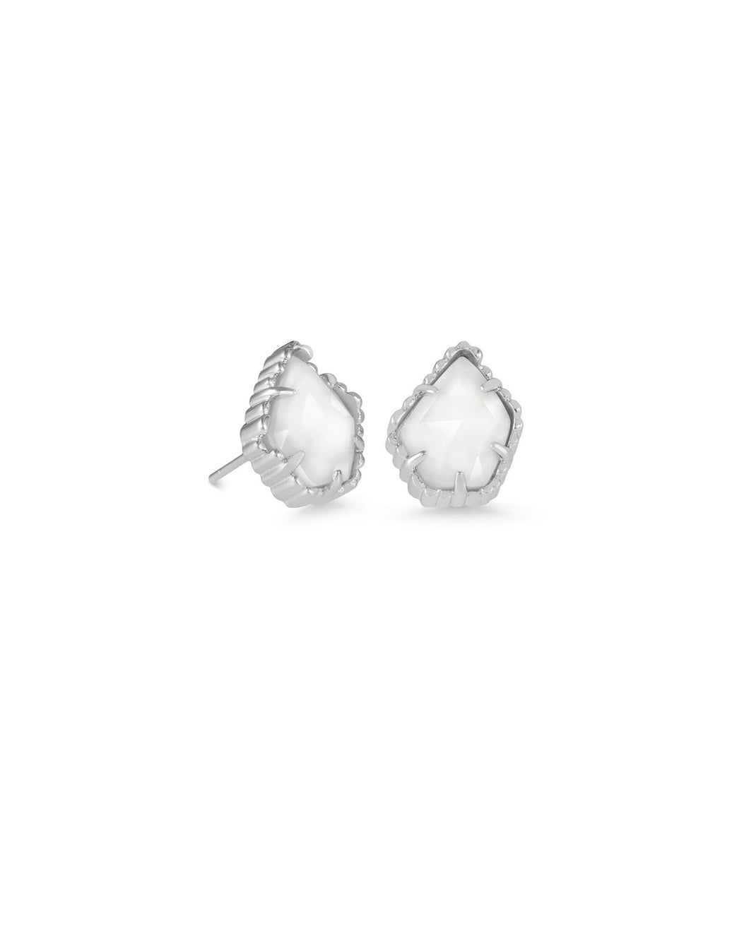 Tessa Silver Stud Earrings In White Pearl